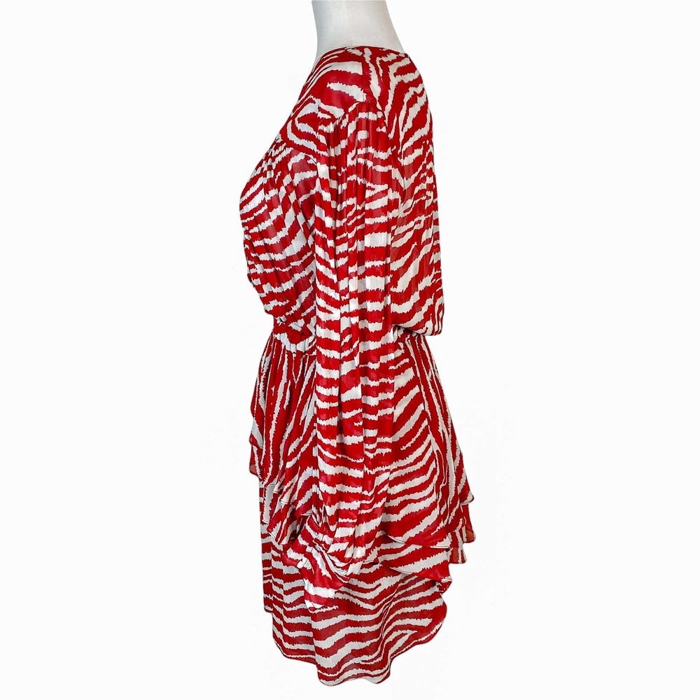 Isabel Etoile Marant Dress White Red Ruffle Long Sleeve Mini Dress Size 2 NWT - Picture 6 of 14